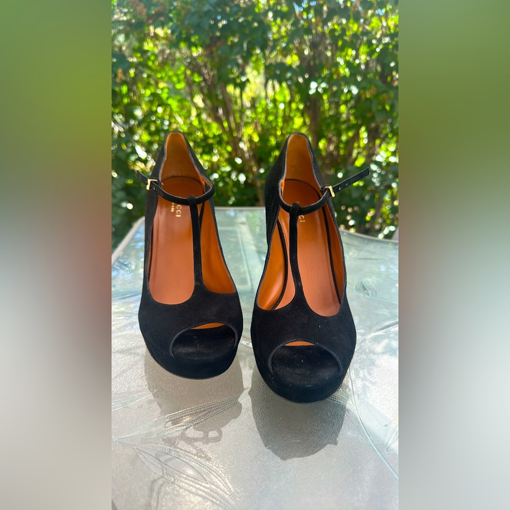 Gucci Black Peep-Toe Heels